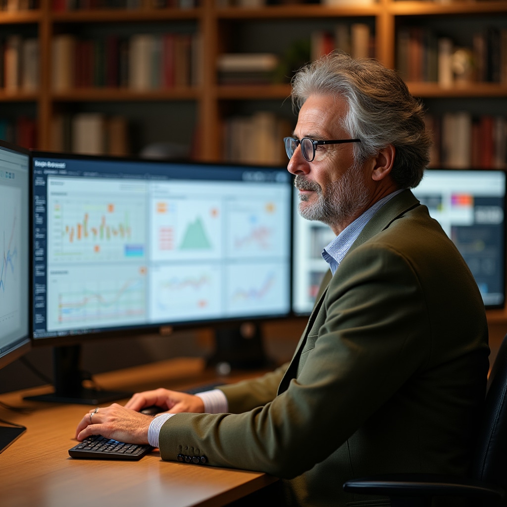 Docente che utilizza il pannello di controllo della piattaforma su monitor desktop